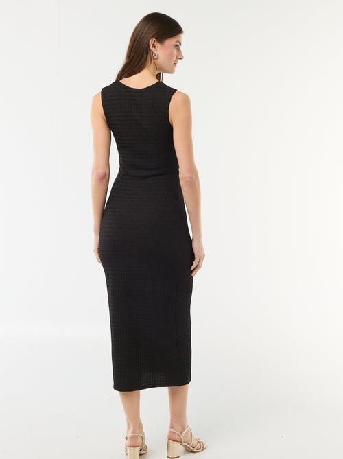 Robe longue drapée et gaufrée - Kiabi