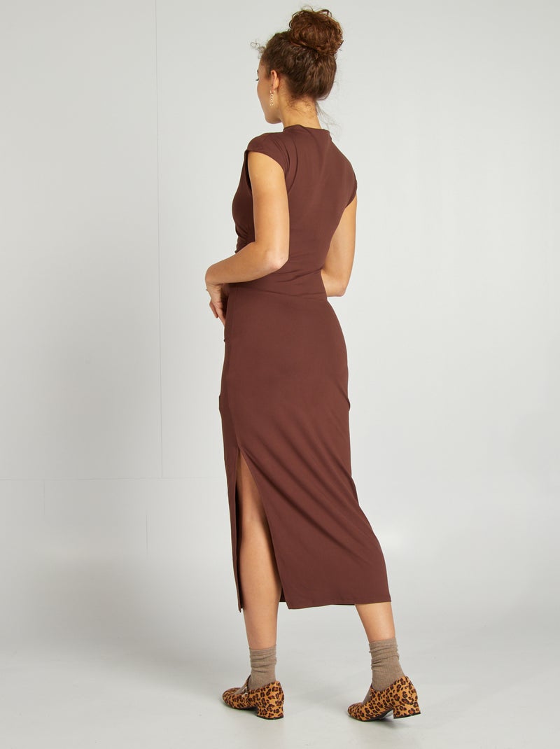 Robe longue effet drapé MARRON - Kiabi
