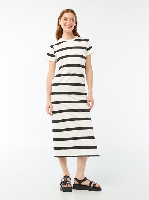 Robe longue en jersey manches courtes - Kiabi