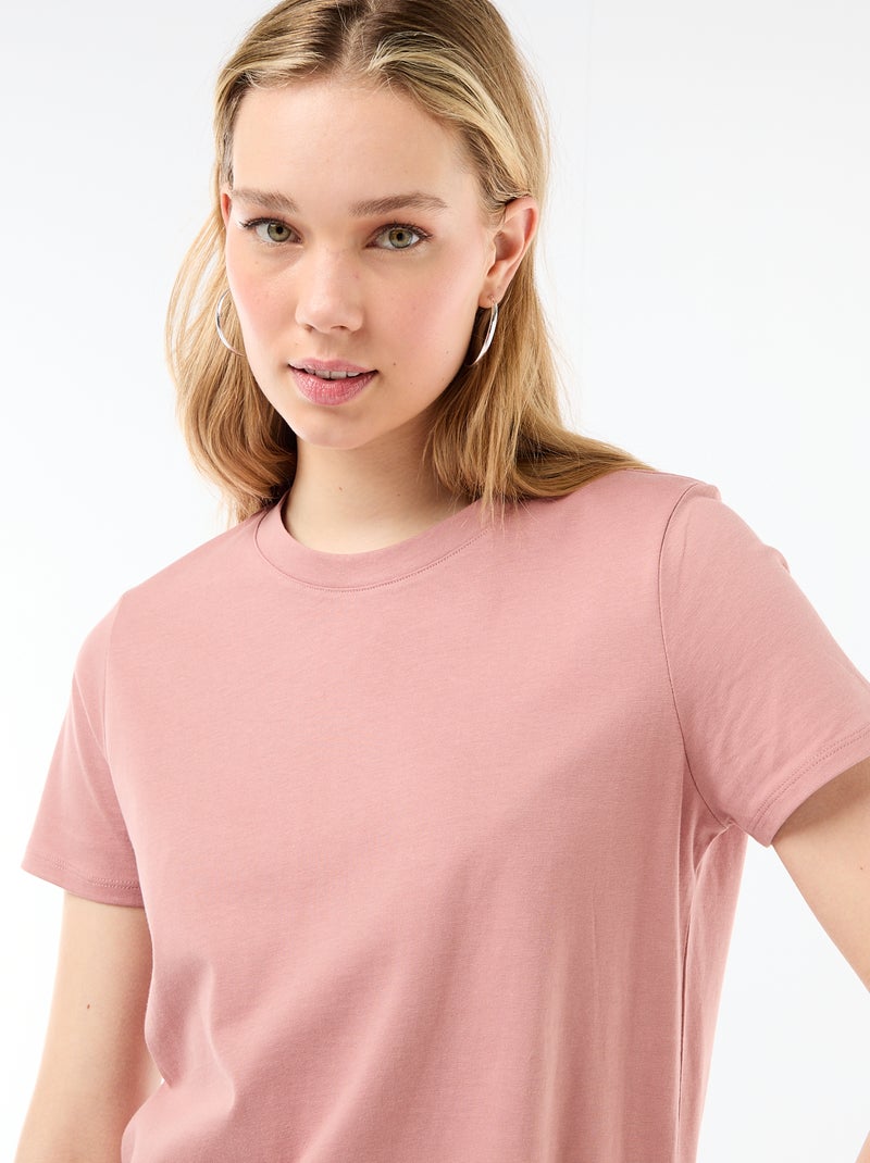 Robe longue en jersey manches courtes Rose - Kiabi