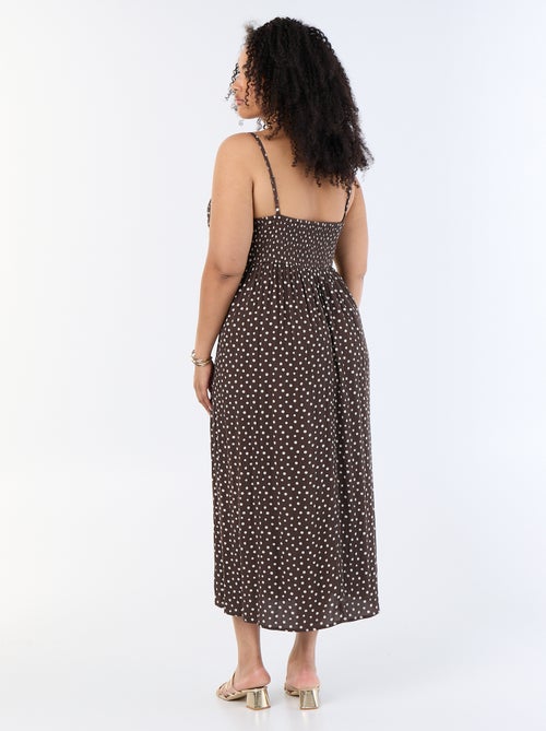 Robe longue en maille crêpée fines bretelles - Kiabi