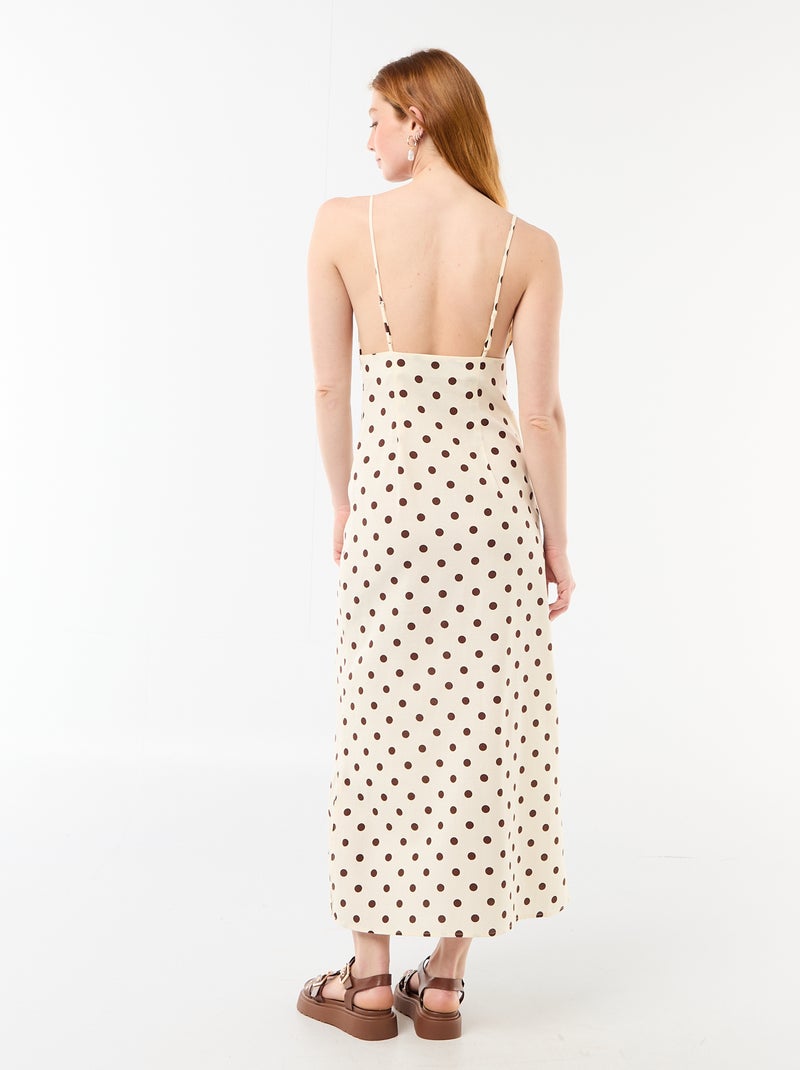Robe longue fines bretelles à pois Blanc - Kiabi