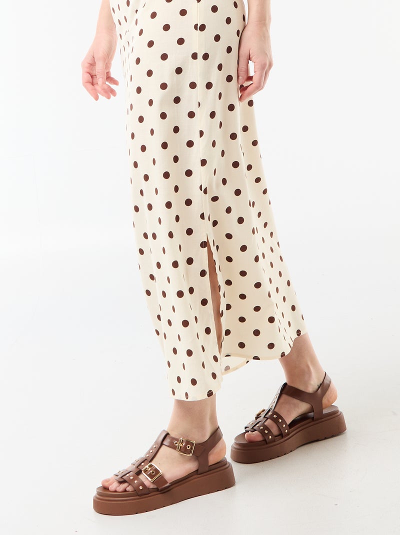 Robe longue fines bretelles à pois Blanc - Kiabi