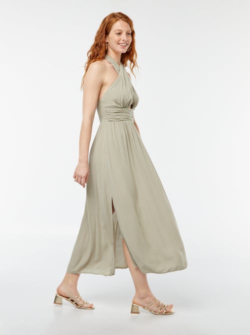 Robe longue fluide avec large décolleté - Kiabi