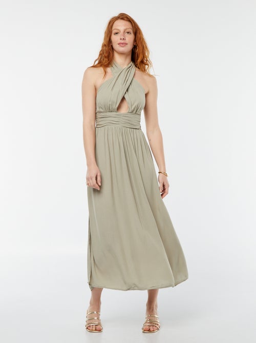 Robe longue fluide avec large décolleté - Kiabi