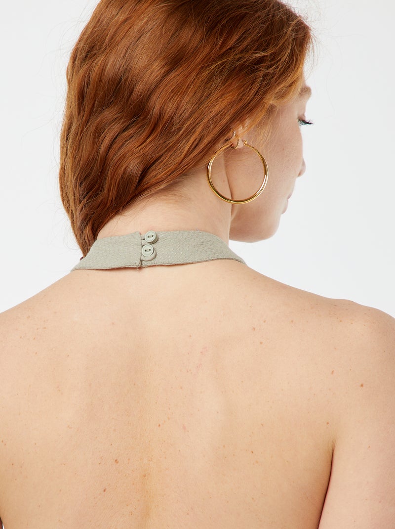 Robe longue fluide avec large décolleté Kaki - Kiabi