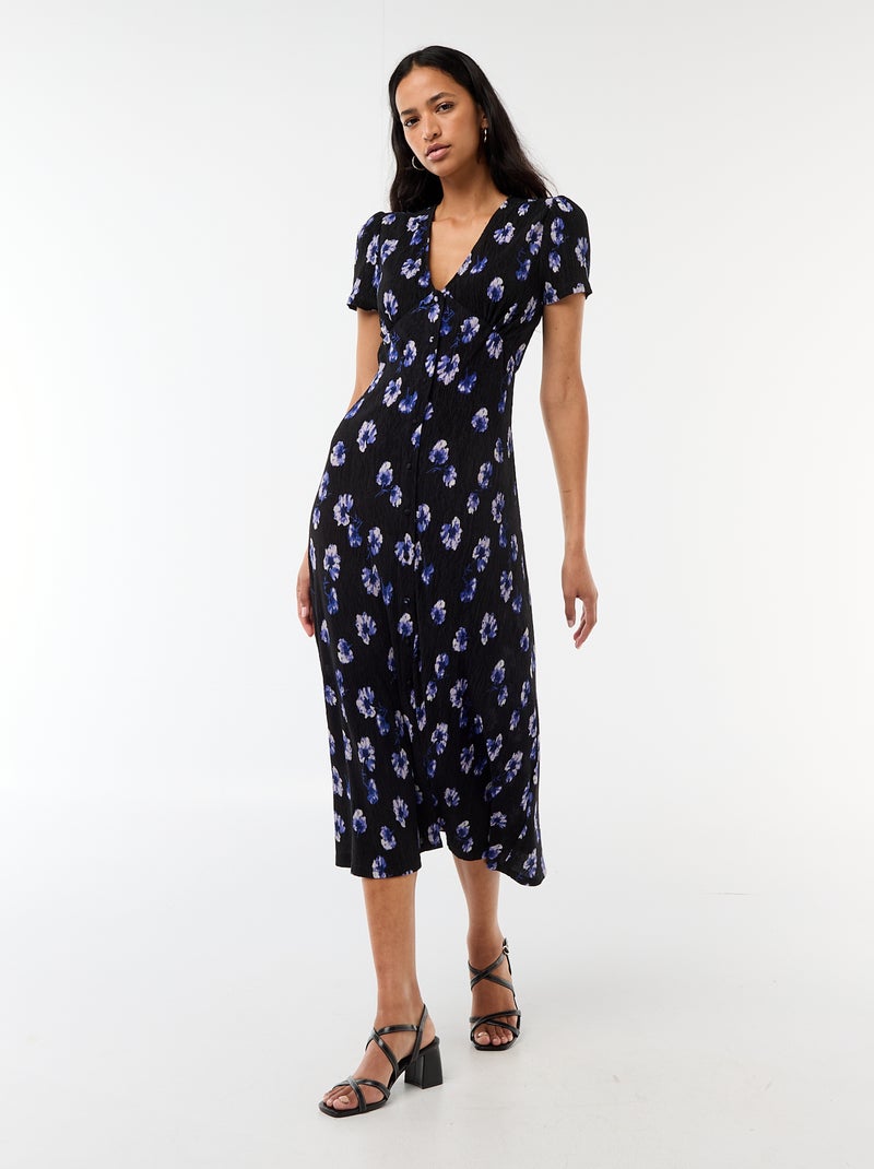 Robe longue imprimée all-over fine Bleu - Kiabi