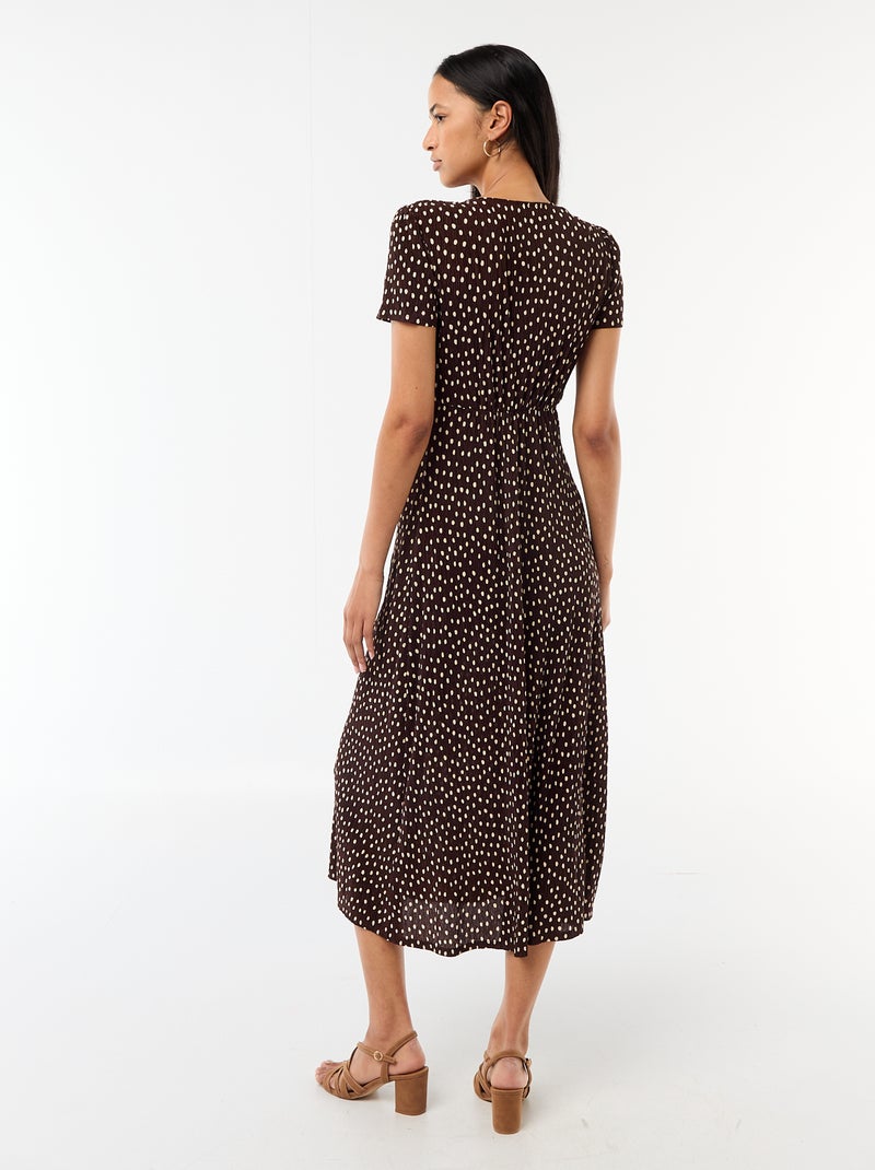 Robe longue imprimée all-over fine Marron - Kiabi