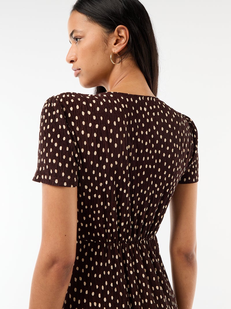 Robe longue imprimée all-over fine Marron - Kiabi