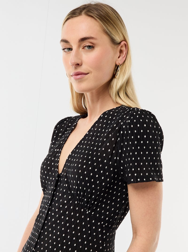 Robe longue imprimée all-over fine Noir - Kiabi