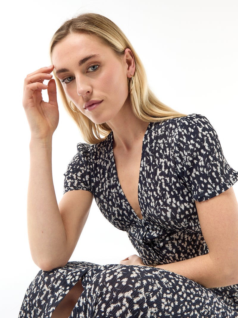 Robe longue imprimée all-over fine Noir - Kiabi