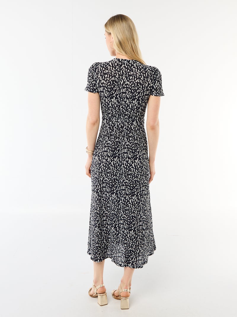 Robe longue imprimée all-over fine Noir - Kiabi