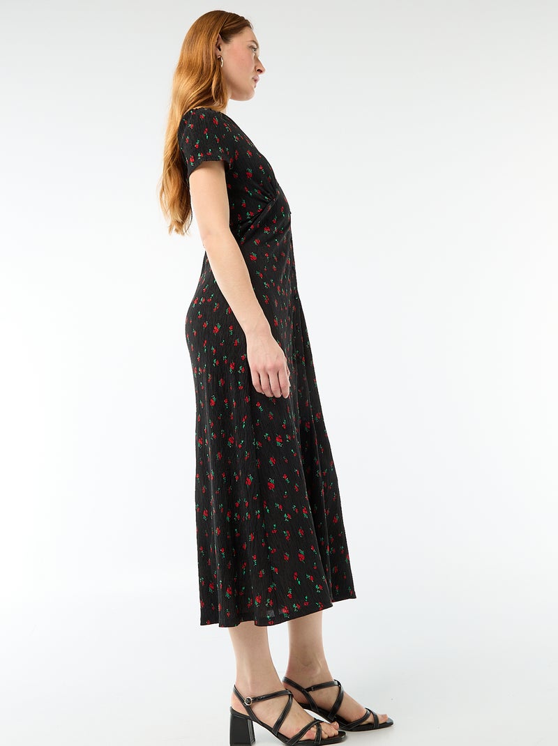 Robe longue imprimée all-over fine Noir - Kiabi