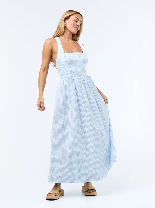 Robe longue maille gaufrée à bretelles croisées - Kiabi