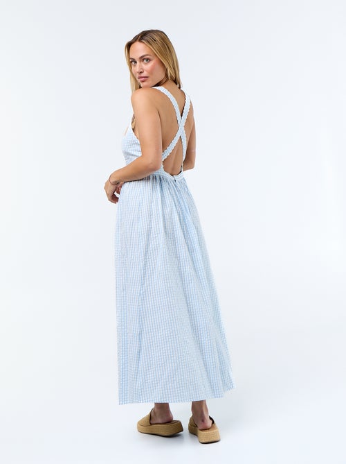 Robe longue maille gaufrée à bretelles croisées - Kiabi