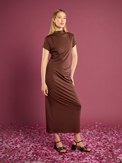 Robe longue manches courtes uni - Kiabi