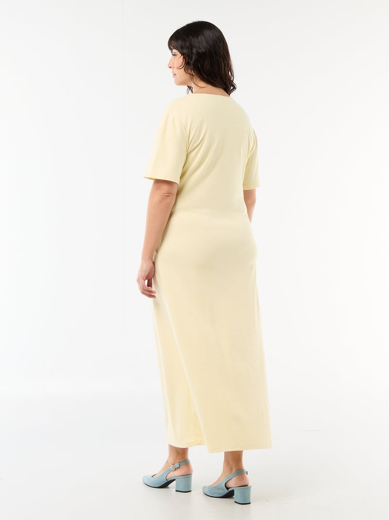 Robe longue plissé avec bijou doré Jaune - Kiabi
