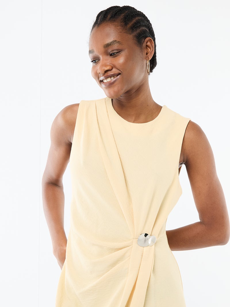 Robe longue sans manches avec effet drapé Jaune - Kiabi