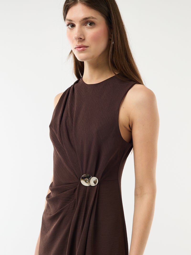 Robe longue sans manches avec effet drapé Marron - Kiabi