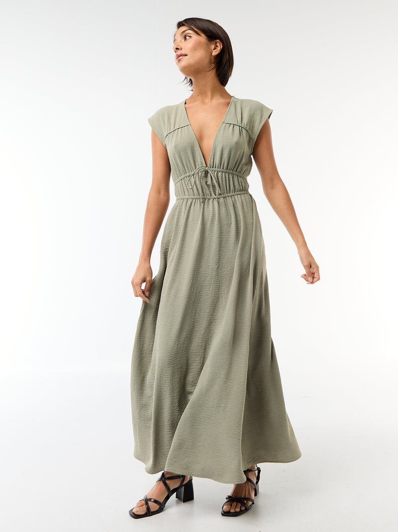 Robe longue sans manches avec nœud Vert - Kiabi