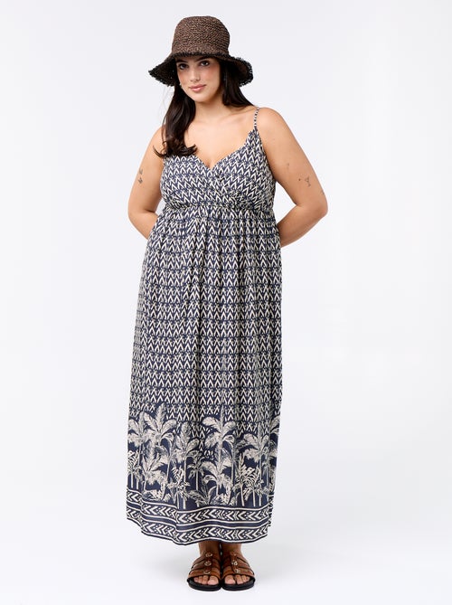Robe midi à motif avec fines bretelles réglables - Kiabi