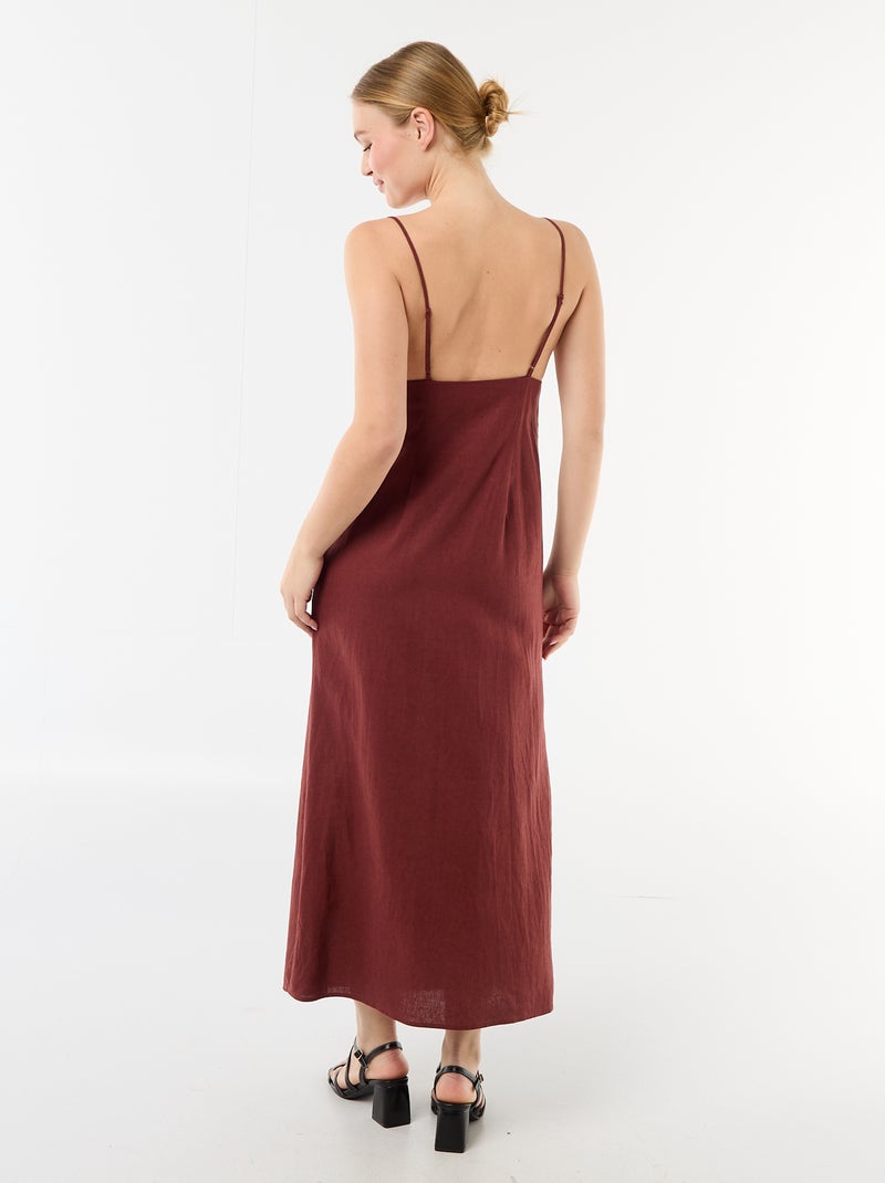 Robe midi avec bijou fantaisie au col Marron - Kiabi