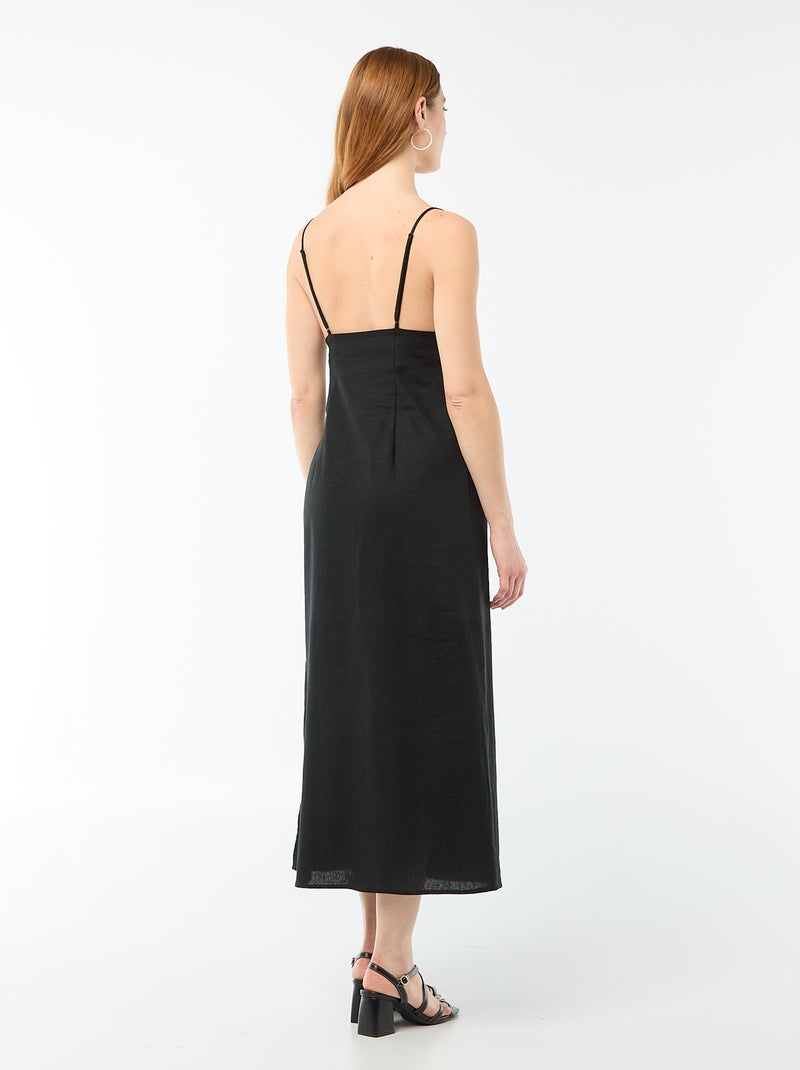 Robe midi avec bijou fantaisie au col Noir - Kiabi