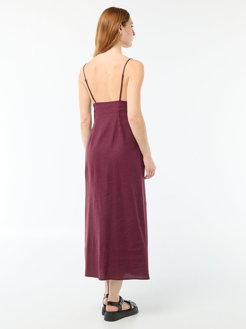 Robe midi avec bijou fantaisie au col Rose - Kiabi