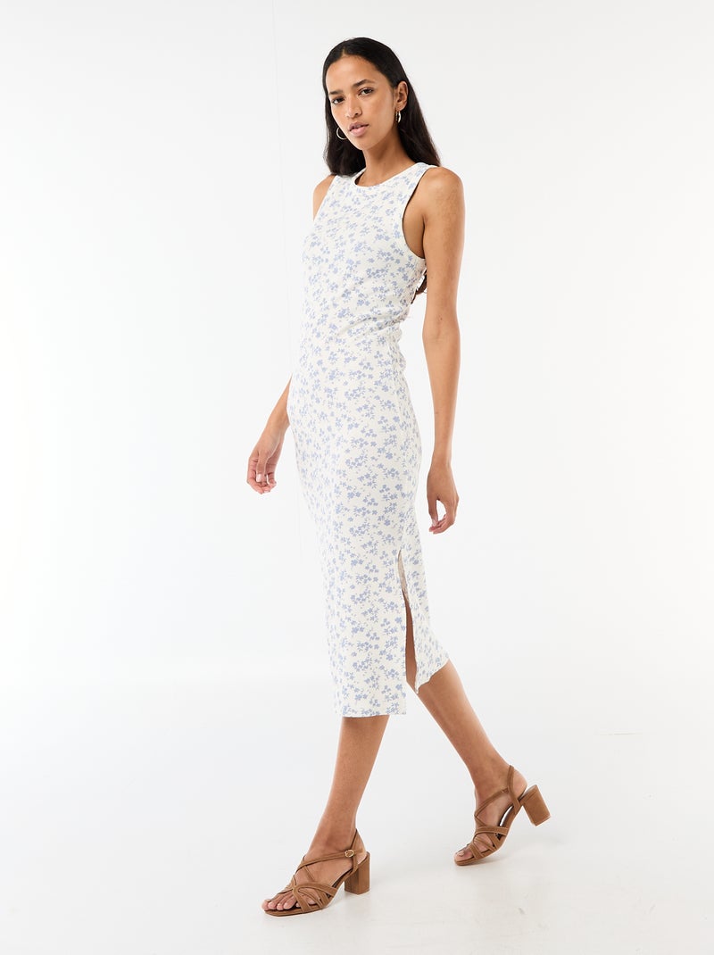 Robe midi côtelée sans manches Beige - Kiabi