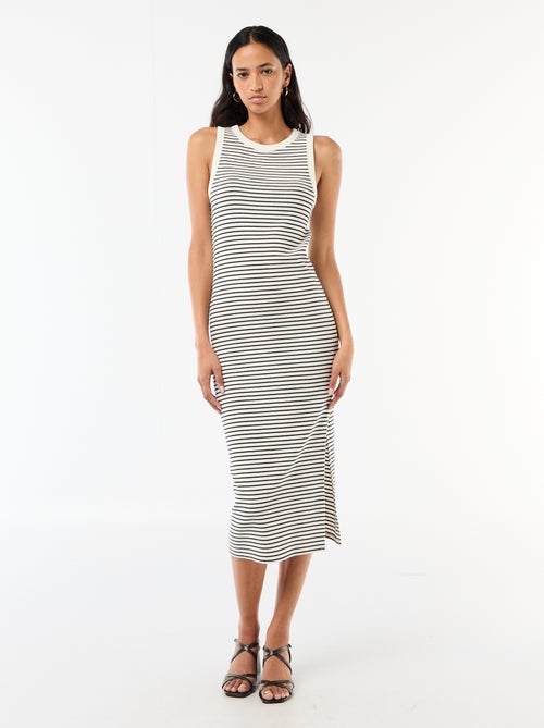 Robe midi côtelée sans manches - Kiabi