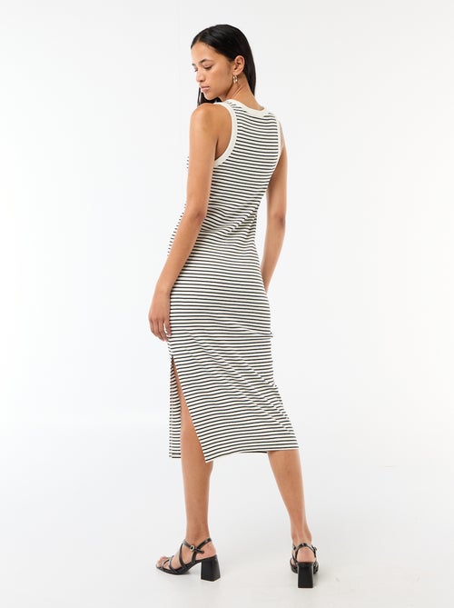 Robe midi côtelée sans manches - Kiabi