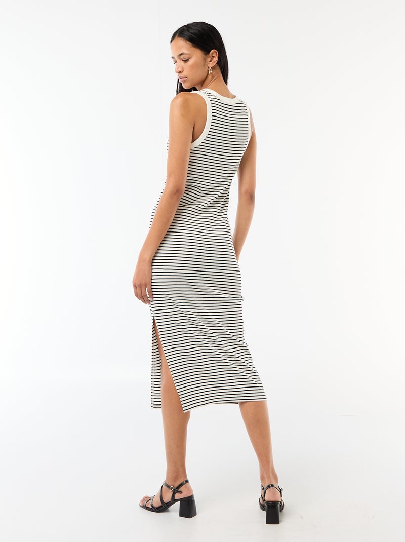 Robe midi côtelée sans manches Blanc - Kiabi