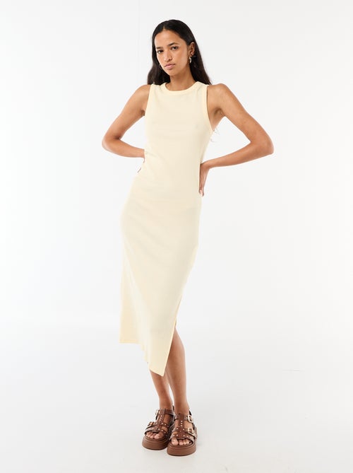 Robe midi côtelée sans manches - Kiabi
