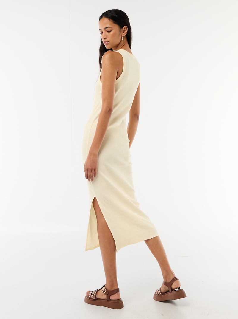 Robe midi côtelée sans manches Jaune - Kiabi