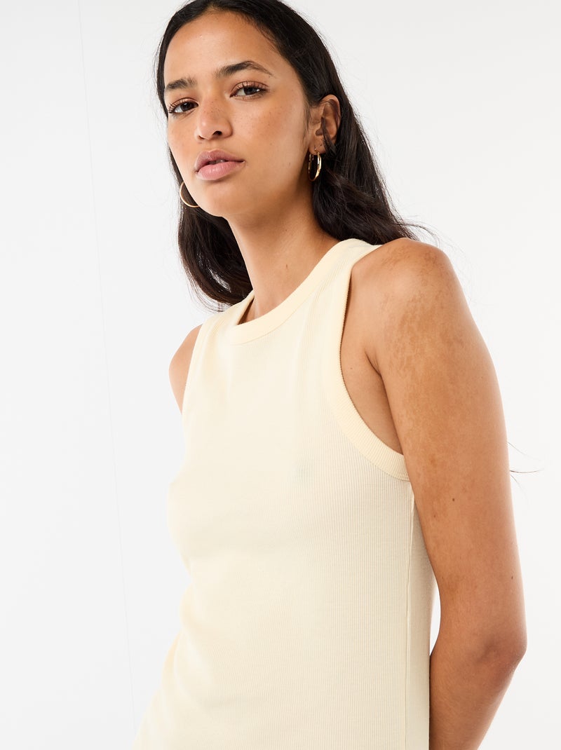 Robe midi côtelée sans manches Jaune - Kiabi