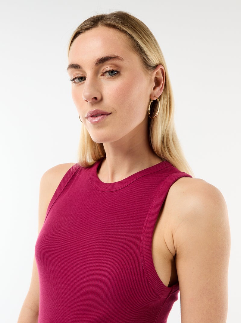 Robe midi côtelée sans manches Rouge - Kiabi