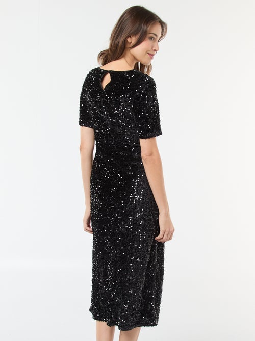 Robe midi de maternité col rond en sequins uni - Kiabi