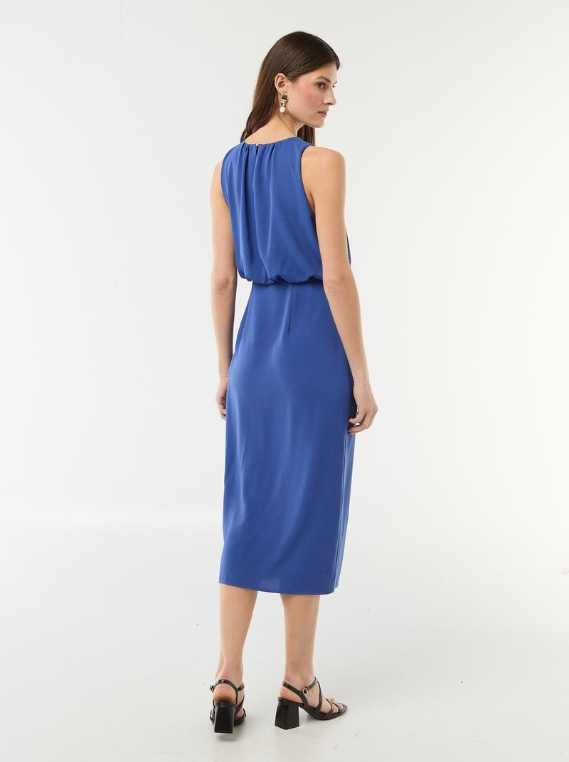 Robe midi effet drapé sans manches Bleu - Kiabi
