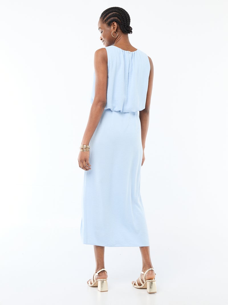 Robe midi effet drapé sans manches Bleu - Kiabi