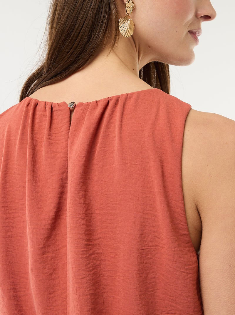 Robe midi effet drapé sans manches Rouge - Kiabi