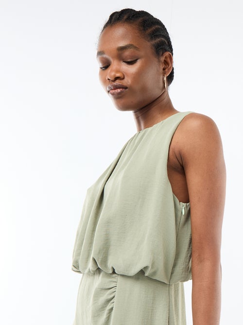 Robe midi effet drapé sans manches - Kiabi