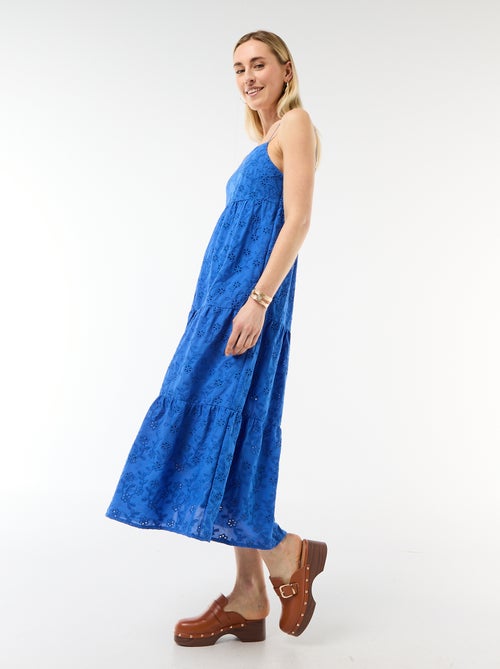 Robe midi en broderie anglaise avec bretelles réglables - Kiabi