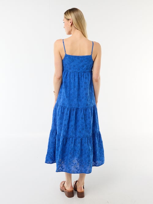 Robe midi en broderie anglaise avec bretelles réglables - Kiabi