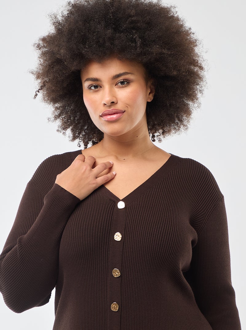 Robe midi en maille lourde côtelée esprit gilet Marron - Kiabi