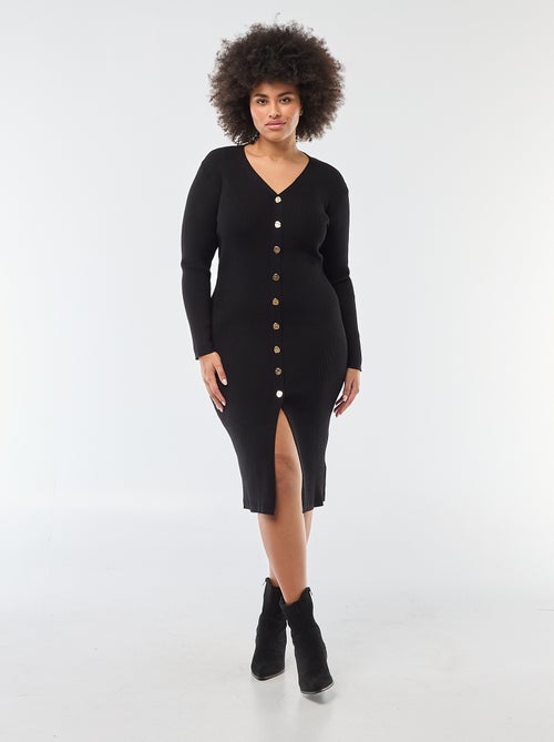 Robe midi en maille lourde côtelée esprit gilet - Kiabi