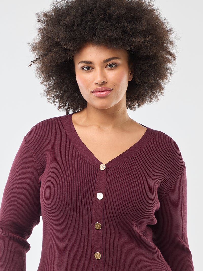 Robe midi en maille lourde côtelée esprit gilet Rouge - Kiabi