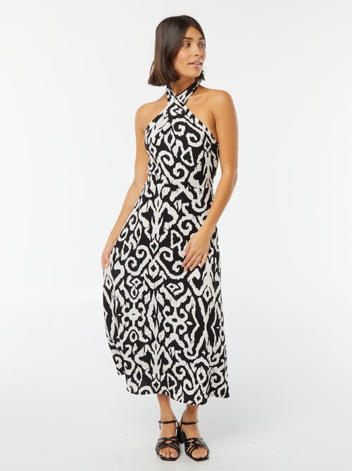 Robe midi tour de cou et dos nu - Kiabi