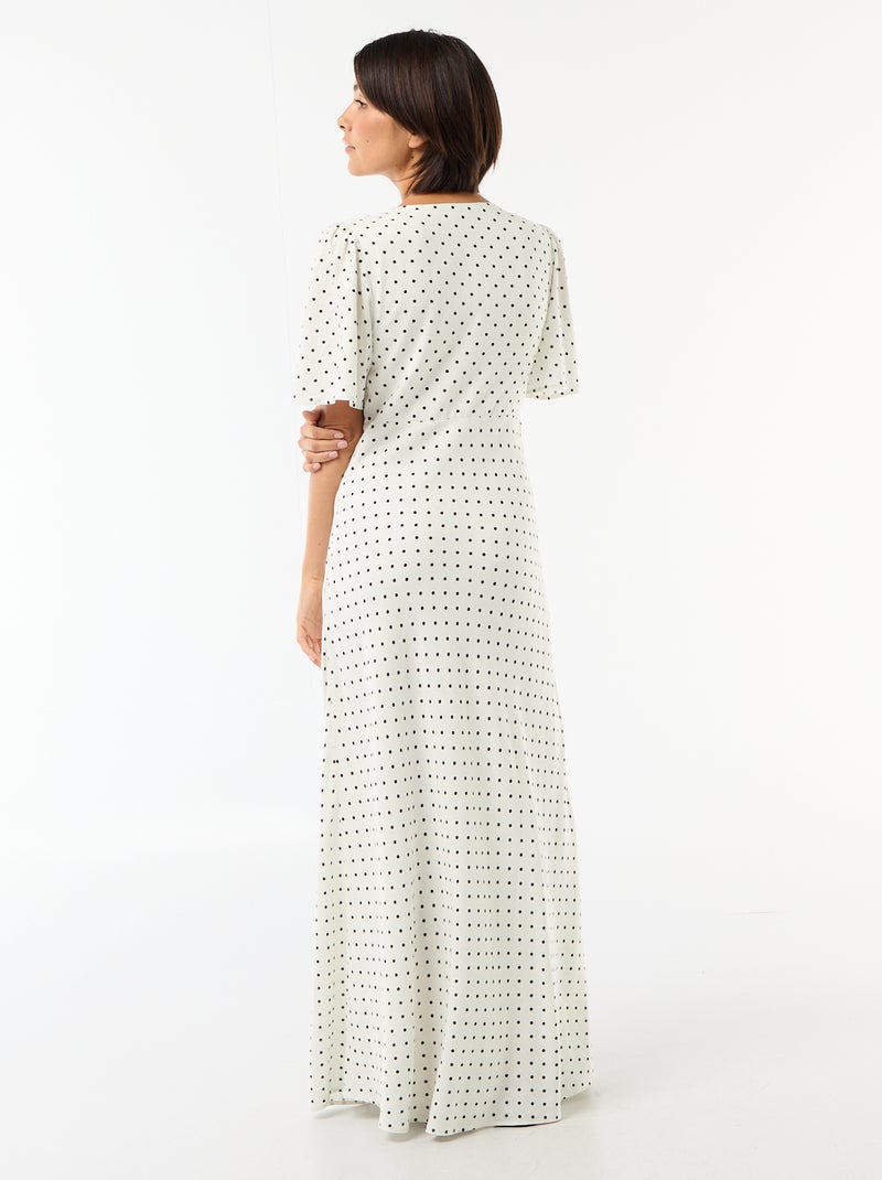 Robe midi unie à manches courtes Blanc - Kiabi