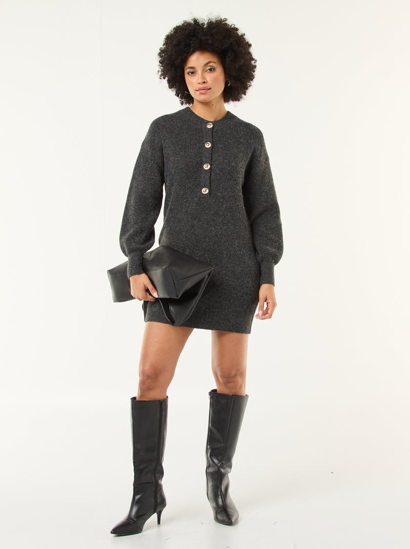 Robe pull avec boutons dorés Gris - Kiabi