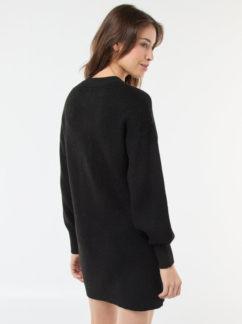 Robe pull avec boutons dorés Noir - Kiabi